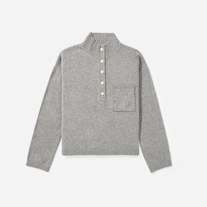 Everlane ReCashmere Button Mockneck Sweater - Size XS - Grey